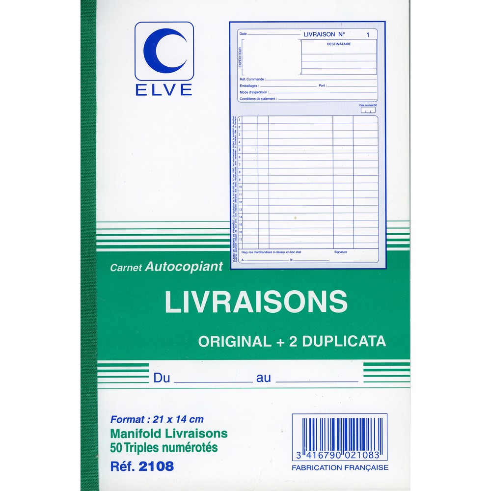 Paquet carnet de bon de livraison