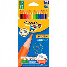 Crayon de couleur marque Bic GM (12 pcs)